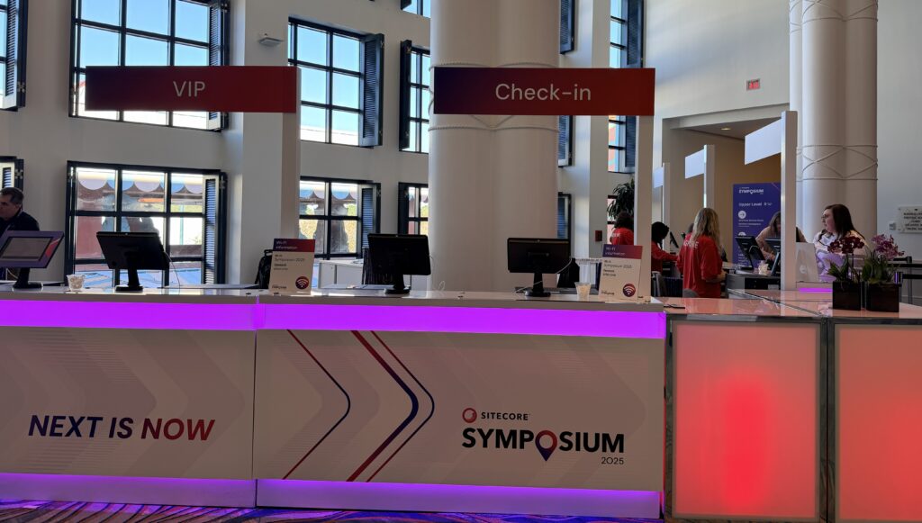 Sitecore Symposium 2025 Welcome Reception and Check-in counter